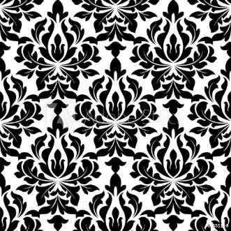 Picture of Black colored floral arabesque seamless pattern